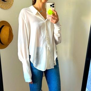 Theyskens theory white silky blouse size medium
